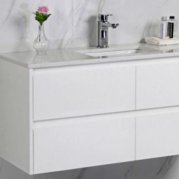 Leona Wall Hung Vanity w/ Ceramic Top - White (Gloss)