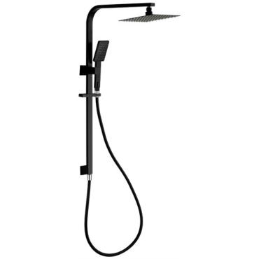 Elegant Square Double Shower on Rail - Black