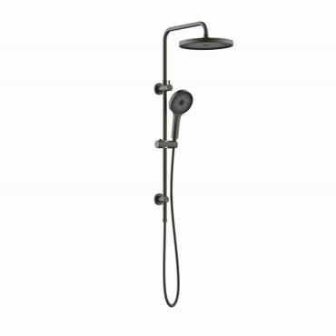 Gabe Double Shower on Rail - Gun Metal Grey
