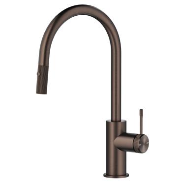Mica Fluted Pull-Out Sink Mixer - Dusk Bronze