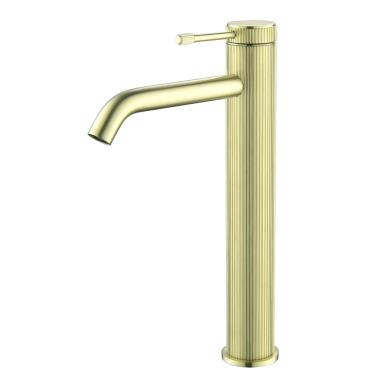 Mica Fluted Tall Basin Mixer - French Gold