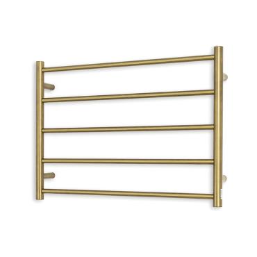 5 Bar Heated Towel Ladder - Round - 240 Volt - Brushed Gold