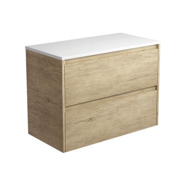 Amato Scandi Oak Wall Hung Vanity w/ Stone Top Undermount Bowl - Timber