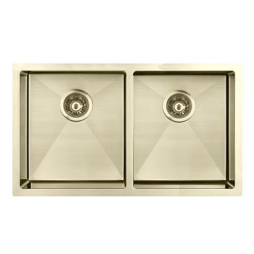Atlas Double Square Under Mount Sink - Brushed Gold