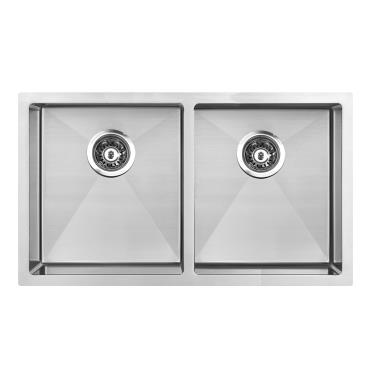 Atlas Double Square Under Mount Sink - Stainless Steel