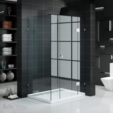 Frameless Shower Screens Front & Return - Black (Matt)