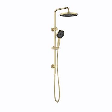 Gabe Double Shower on Rail - Brushed Gold