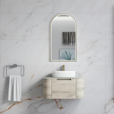 Hamilton Wall Hung Vanity w/ Stone Top - Timber