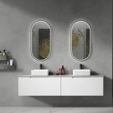 Perla Wall Hung Vanity w/ Stone Top Undermount Bowl - White (Matt)