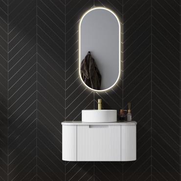 Petra Wall Hung Vanity w/ Stone Top - White (Matt)