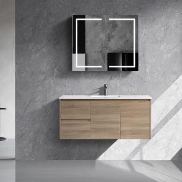 Royce Wall Hung Vanity w/ Stone Top Undermount Bowl - Timber