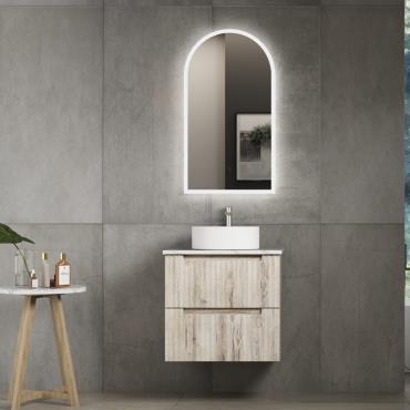 Tuscana Wall Hung Vanity w/ Stone Top Undermount Bowl - Timber
