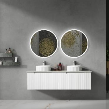 Perla Wall Hung Vanity w/ Ceramic Top - White (Matt)