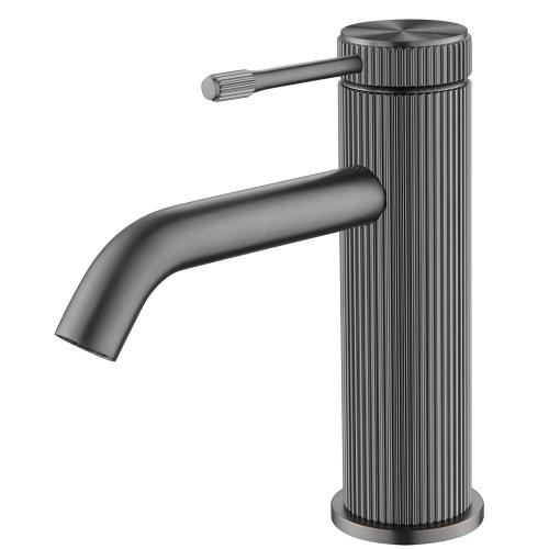 TAPWARE - Mica Fluted Basin Mixer - Gun Metal Grey