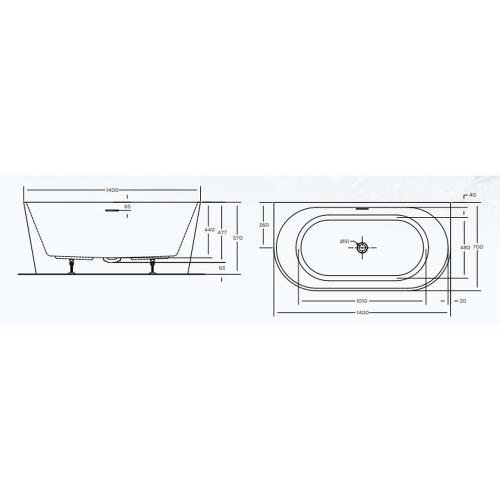 BATHS - ECO Wall Faced Free Standing Bath Tub - 