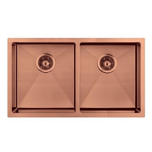KITCHEN & LAUNDRY - Atlas Double Square Under Mount Sink - Brushed Copper