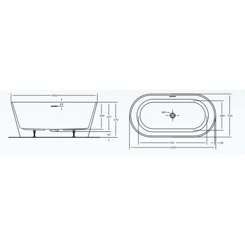 BATHS - COOPER Free Standing Bath Tub - 1400mm