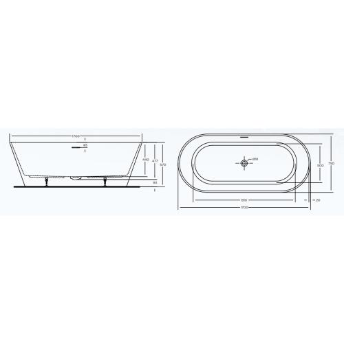 BATHS - COOPER Free Standing Bath Tub - 1700mm