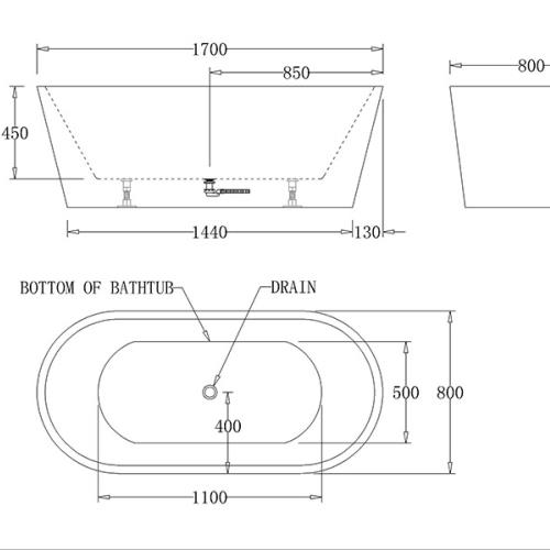 BATHS - COOPER Free Standing Black Bath Tub - 