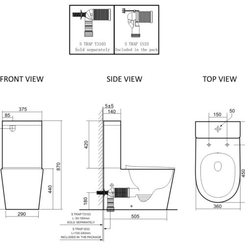 TOILETS - Lafeme Thea Standard Vega Toilet Suite - 