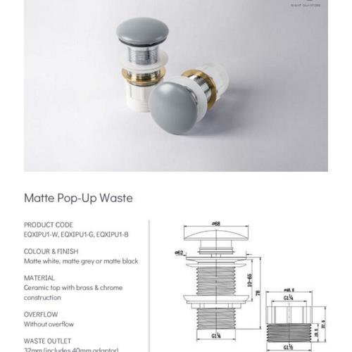BASINS - Matte Ceramic Pop Up Waste Range - 