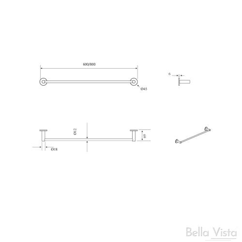 ACCESSORIES - Mica Single Towel Rail 800mm - 