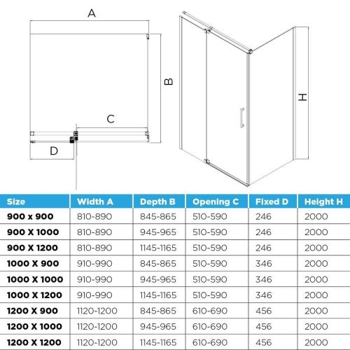 SHOWERS - Profile Pivot Shower Screen Chrome Front & Return - 