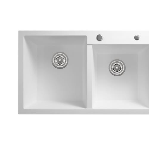 KITCHEN & LAUNDRY - Sierra Composite Double Bowl Sink - White